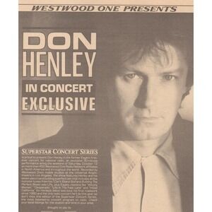 Vintage 1985 Don Henley Print Ad Concert Exclusive Westwood One Concert Series